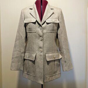 Vintage Jones New York Wool/Mohair Herringbone Safari Blazer – Size 4